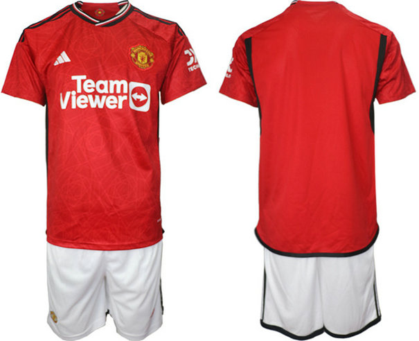 Men's Manchester United Custom 2023 24 Red Home Soccer Jersey Suit