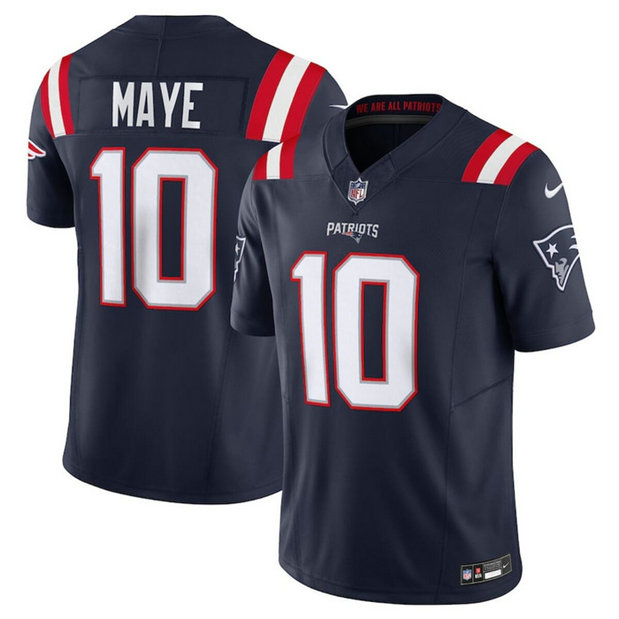 Men's New England Patriots #10 Drake Maye Navy 2024 Draft F.U.S.E. Vapor Limited Stitched Football Jersey
