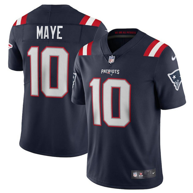 Men's New England Patriots #10 Drake Maye Navy 2024 Draft Vapor Limited Stitched Football Jersey