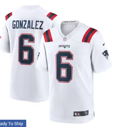 Men's New England Patriots #6 Christian Gonzalez White Vapor Limited Jersey
