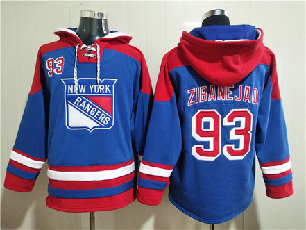 Men's New York Rangers #93 Mika Zibanejad Blue Ageless Must-Have Lace-Up Pullover