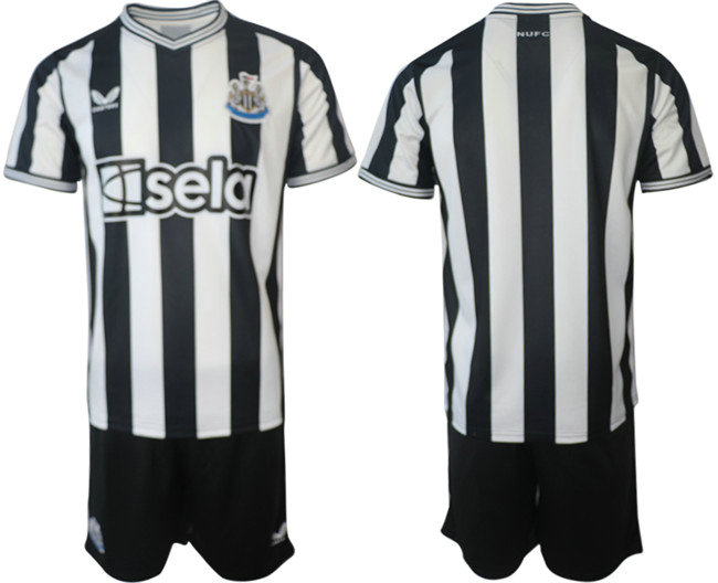 Men's Newcastle United Custom 2023 24 White Black Home Soccer Jersey Suit