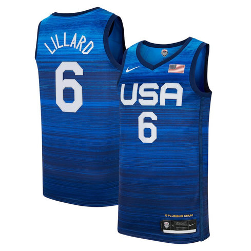 Men's Nike Damian Lillard Navy USA Basketball 2020 Summer Olympics Player Jersey