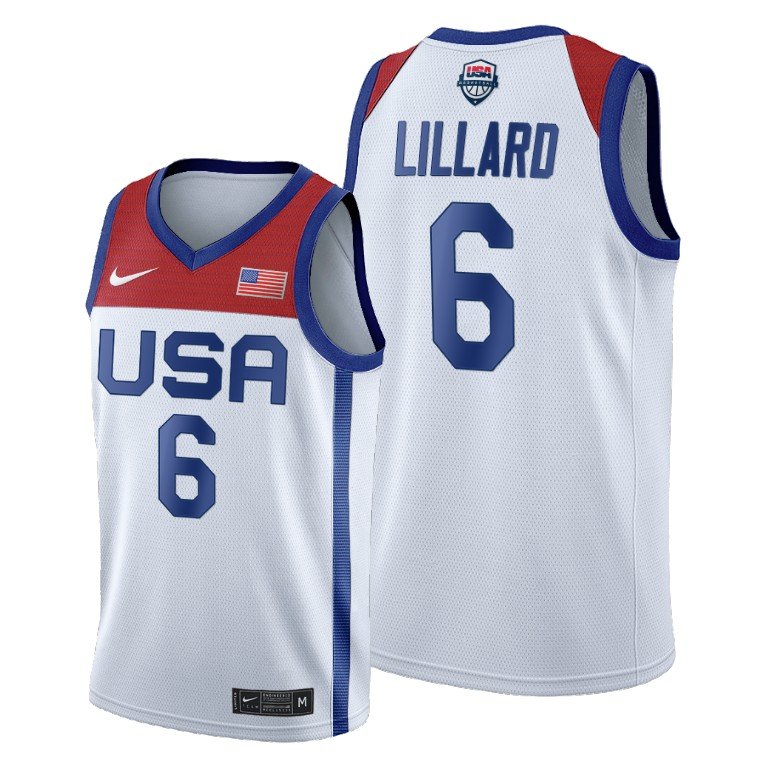 Men's Nike Damian Lillard White USA Basketball 2020 Summer Olympics Player Jersey