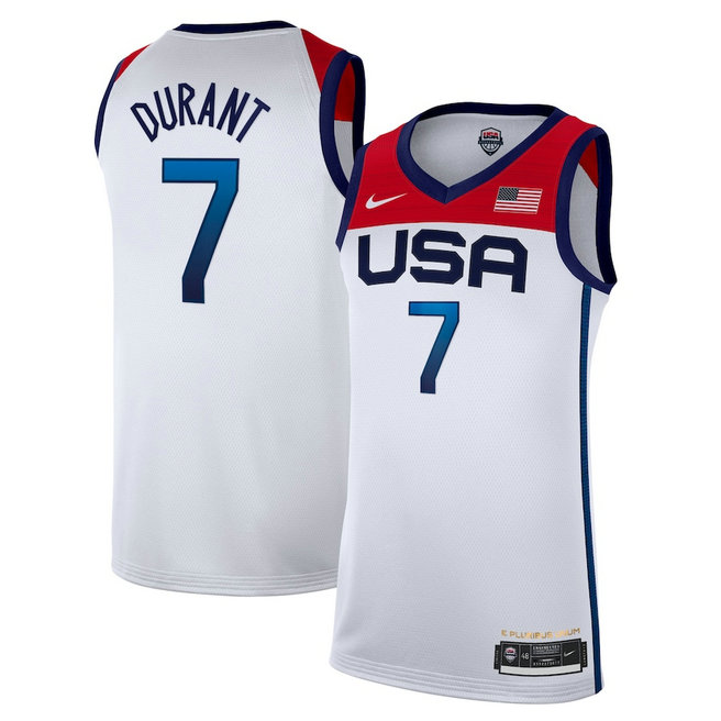 Men's Nike Kevin Durant White USA Basketball 2020 Summer Olympics Player Jersey