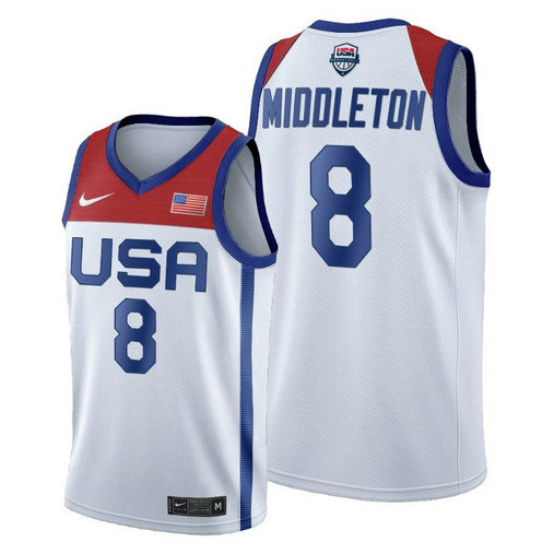 Men's Nike Khris Middleton White USA Basketball 2020 Summer Olympics Player Jersey