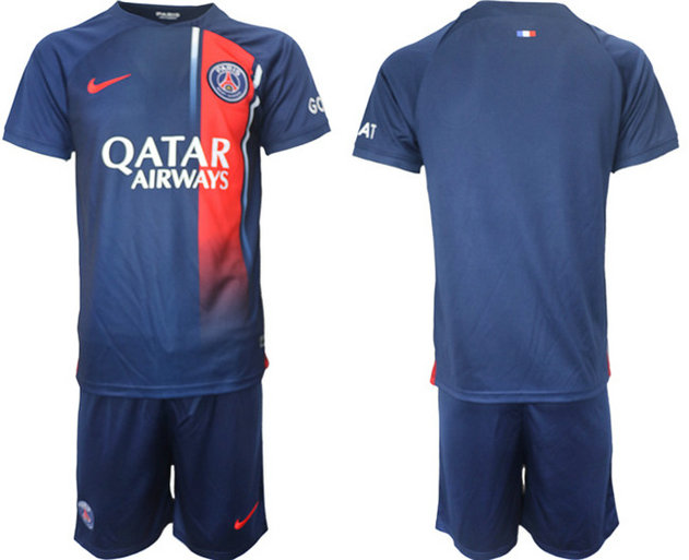 Men's Paris Saint-Germain Custom 2023 24 Navy Home Soccer Jersey Suit