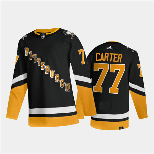 Men's Pittsburgh Penguins #77 Jeff Carter 2021 2022 Black Stitched Jersey
