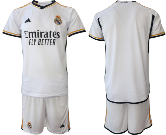 Men's Real Madrid Custom 23 24 White Home Soccer Jersey Suit