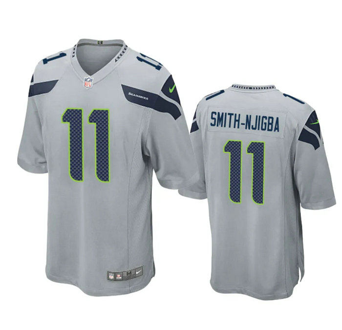 Men's Seattle Seahawks #11 Jaxon Smith-Njigba Grey Stitched Game Jersey