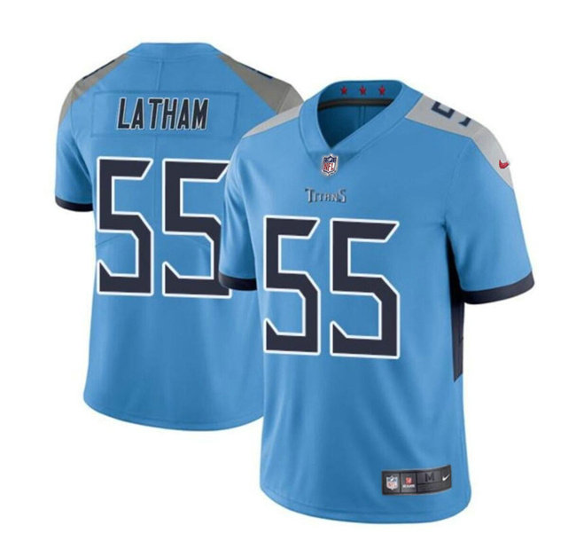 Men's Tennessee Titans #55 JC Latham Blue 2024 Draft Vapor Limited Stitched Football Jersey
