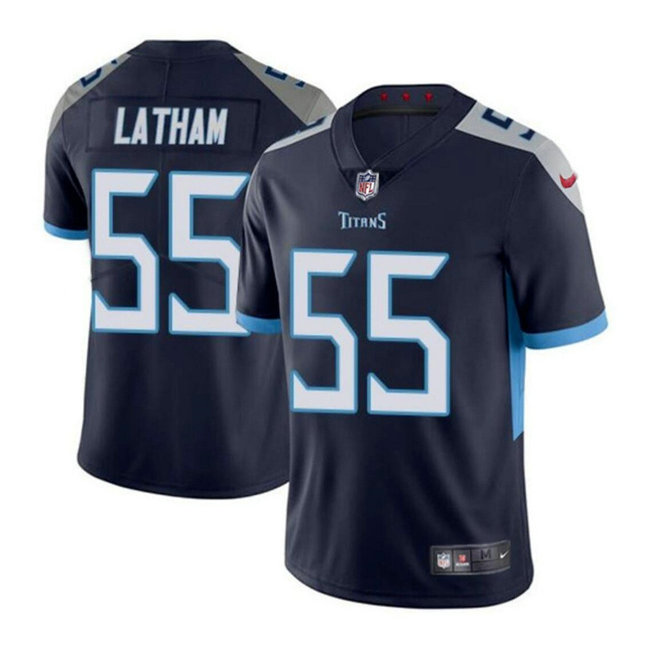 Men's Tennessee Titans #55 JC Latham Navy 2024 Draft Vapor Limited Stitched Football Jersey