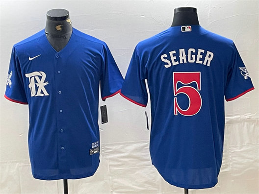 Men's Texas Rangers #5 Corey Seager Royal City Connect Stitched Baseball Jersey