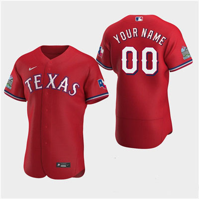 Men's Texas Rangers Custom 2020 Alternate Flexbase Red Jersey