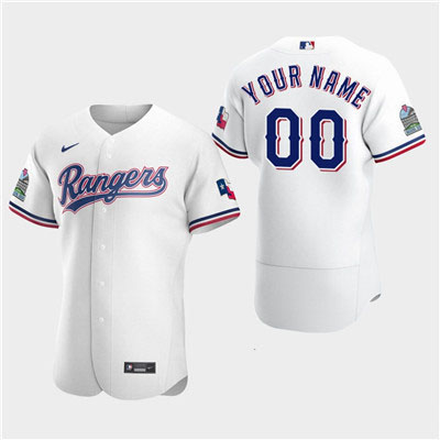 Men's Texas Rangers Custom 2020 Home White Flexbase Jersey