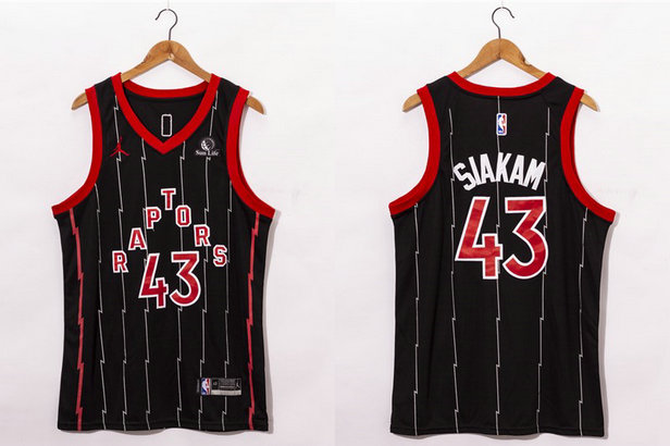Men's Toronto Raptors #43 Pascal Siakam Black 2021 Brand Jordan City Edition Swingman Jersey With The Sponsor Logo
