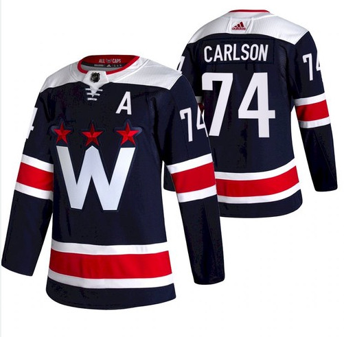 Men's Washington Capitals #74 John Carlson NEW Navy Blue Stitched NHL Jersey