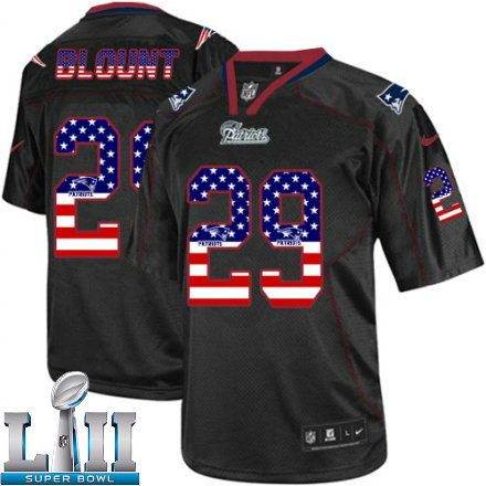 Mens Nike New England Patriots Super Bowl LII 29 LeGarrette Blount Elite Black USA Flag Fashion NFL Jersey