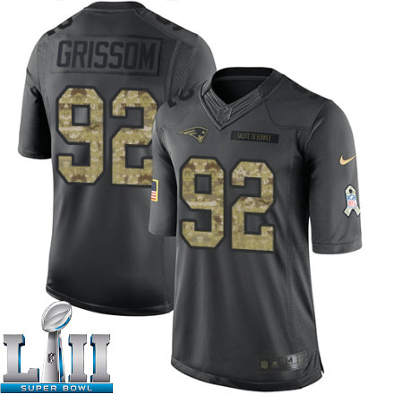 Mens Nike New England Patriots Super Bowl LII 92 Geneo Grissom Limited Black 2016 Salute to Service NFL Jersey