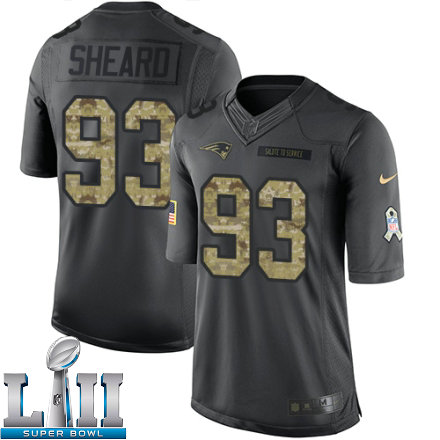 Mens Nike New England Patriots Super Bowl LII 93 Jabaal Sheard Limited Black 2016 Salute to Service NFL Jersey