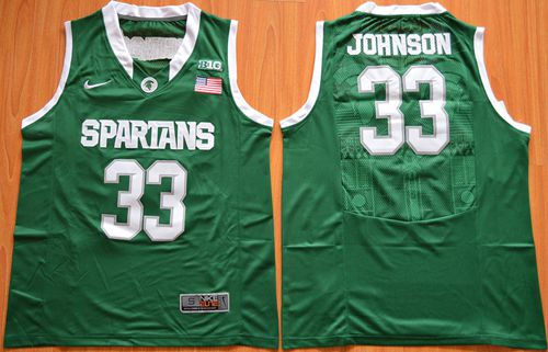 Michigan State Spartans 33 Magic Johnson Green Authentic Basketball NCAA Jersey