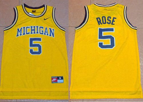 Michigan Wolverines 5 Jalen Rose Gold Basketball NCAA Jersey
