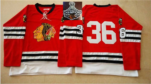 Mitchell And Ness 1960-61 Chicago Blackhawks Jerseys 36 Red No Name 2015 Stanley Cup Champions NHL Jersey