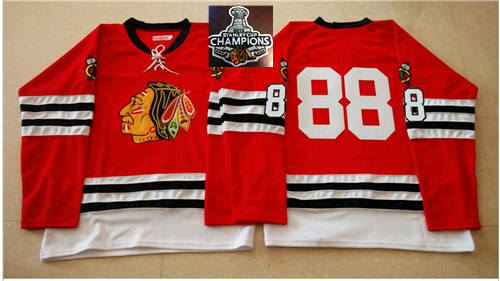 Mitchell And Ness 1960-61 Chicago Blackhawks Jerseys 88 Red No Name 2015 Stanley Cup Champions NHL Jersey