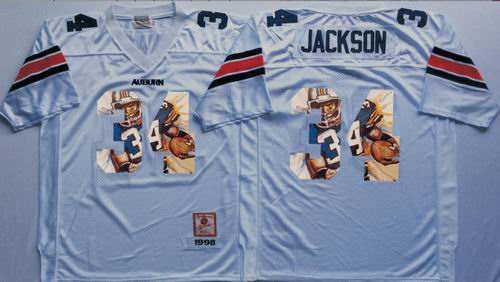 NCAA Auburn Tigers #34 Bo Jackson white fashion jerseys