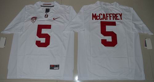 NCAA Stanford Cardinal #5 Christian McCaffrey white Jerseys
