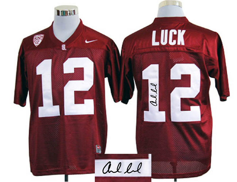 NCAA Stanford Cardinals 12# Andrew Luck Red signature jerseys
