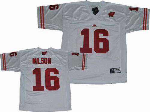 NCAA Wisconsin Badgers #16 Russell Wilson white jerseys