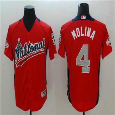 National League #4 Yadier Molina Red 2018 MLB All Star Game Home Run Derby Jersey