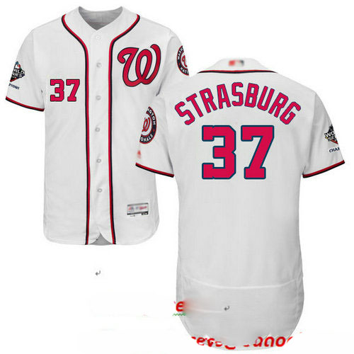 Nationals #37 Stephen Strasburg White Flexbase Authentic Collection 2019 World Series Champions Stitched Baseball Jersey