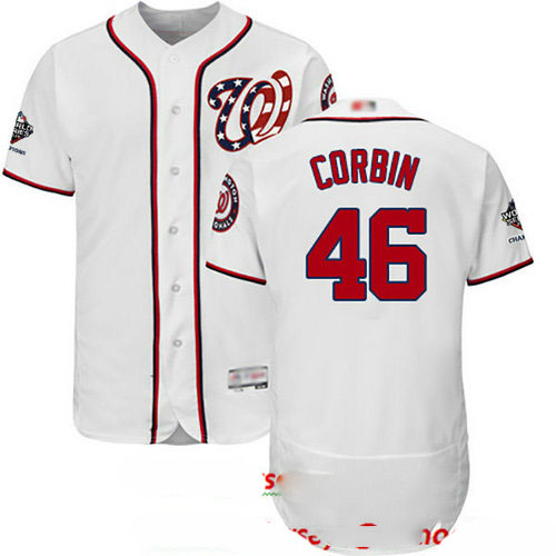 Nationals #46 Patrick Corbin White Flexbase Authentic Collection 2019 World Series Champions Stitched Baseball Jersey