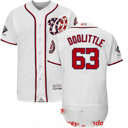 Nationals #63 Sean Doolittle White Flexbase Authentic Collection 2019 World Series Champions Stitched Baseball Jersey