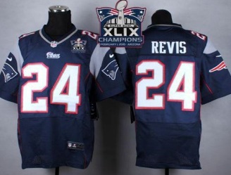 New England Patriots 24 Darrelle Revis Navy Blue Team Color Super Bowl XLIX Champions Patch Stitched NFL Elite Jersey