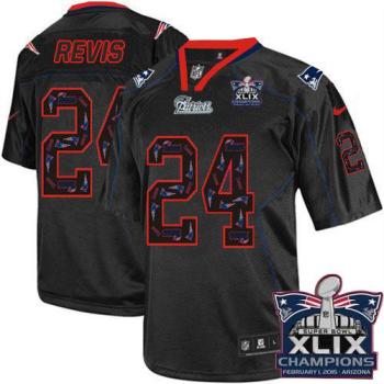 New England Patriots 24 Darrelle Revis New Lights Out Black Super Bowl XLIX Champions Patch Stitched NFL Elite Jersey