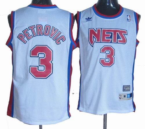 New Jersey Nets #3 Drazen Petrovic white Throwback Jersey