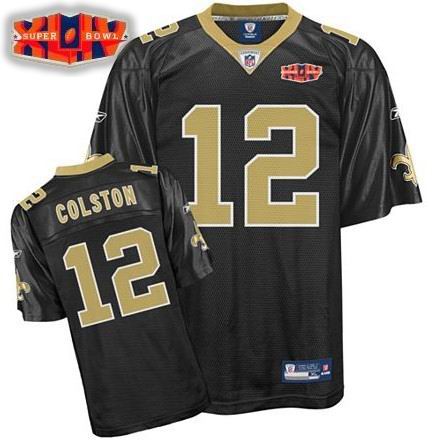 New Orleans Saints #12 Marques Colston Super Bowl XLIV Team Jersey black