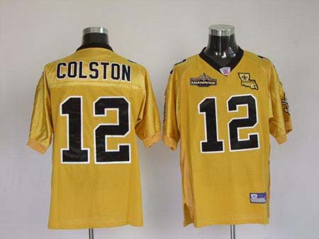 New Orleans Saints 12 Colston Golden Jerseys Champions patch