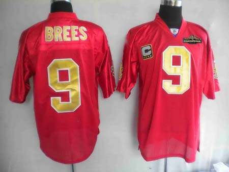 New Orleans Saints 9 Drew Brees red Jerseys Champions patch