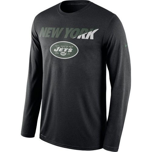 New York Jets Nike Black Legend Staff Practice Long Sleeves Performance T-Shirt