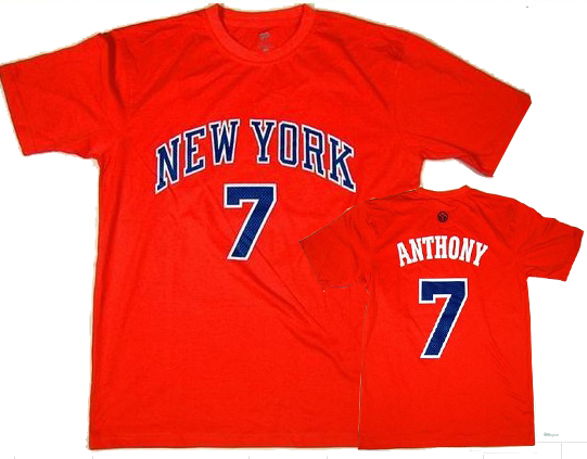 New York Knicks 7# Carmelo Anthony red T Shirts