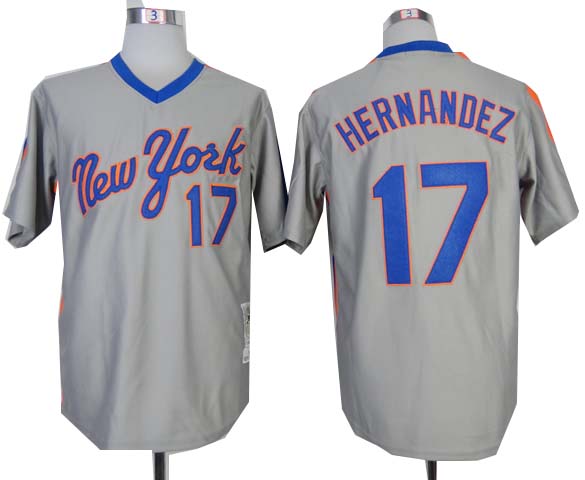 New York Mets #17 Keith Hernandez Grey Throwback MN Jersey