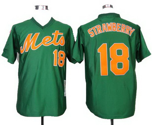 New York Mets #18 Darryl Strawberry green Throwback jerseys