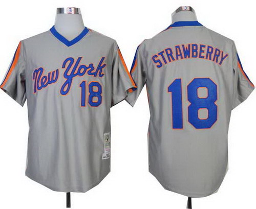 New York Mets #18 Darryl Strawberry grey Throwback jerseys