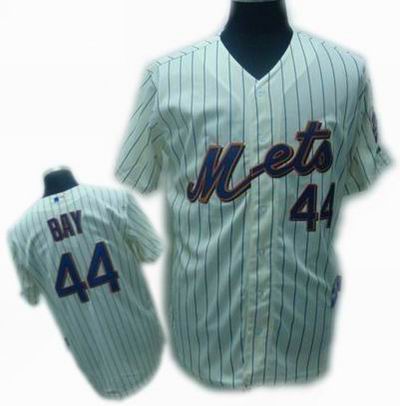 New York Mets #44 Jason Bay jerseys CREAM blue strip COOL BASE