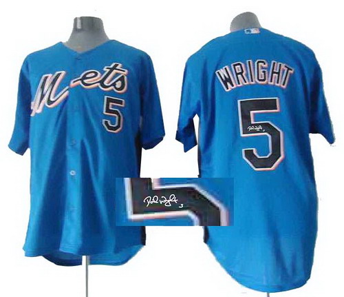 New York Mets 5# David Wright blue Cool Base signature jerseys