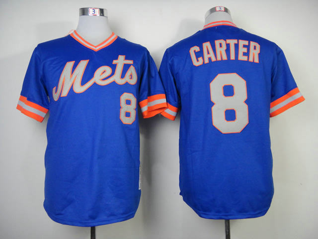 New York Mets 8 Gary Carter 1983 blue Throwback Jersey 